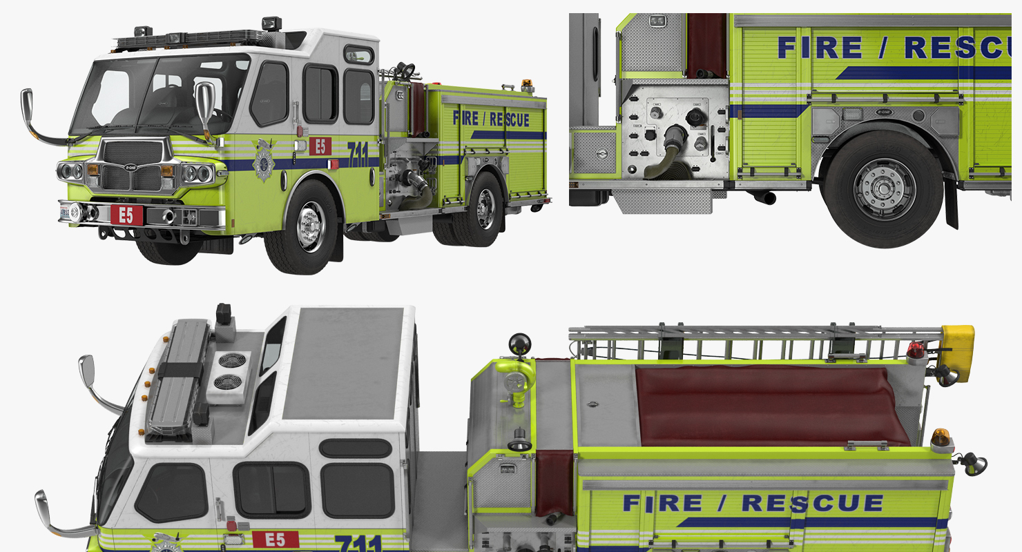 3D Fire Department E One Quest Pumper Rigged