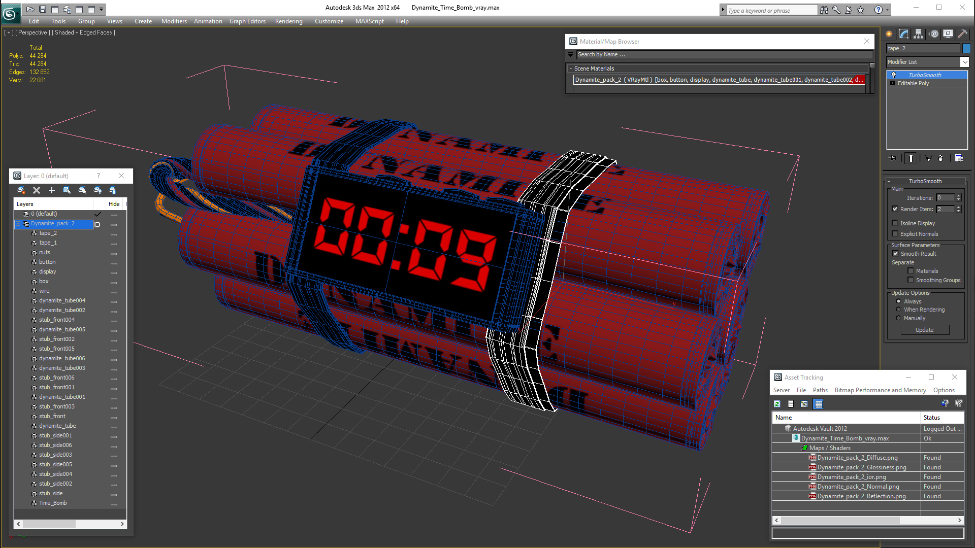 3D Dynamite Time Bomb model