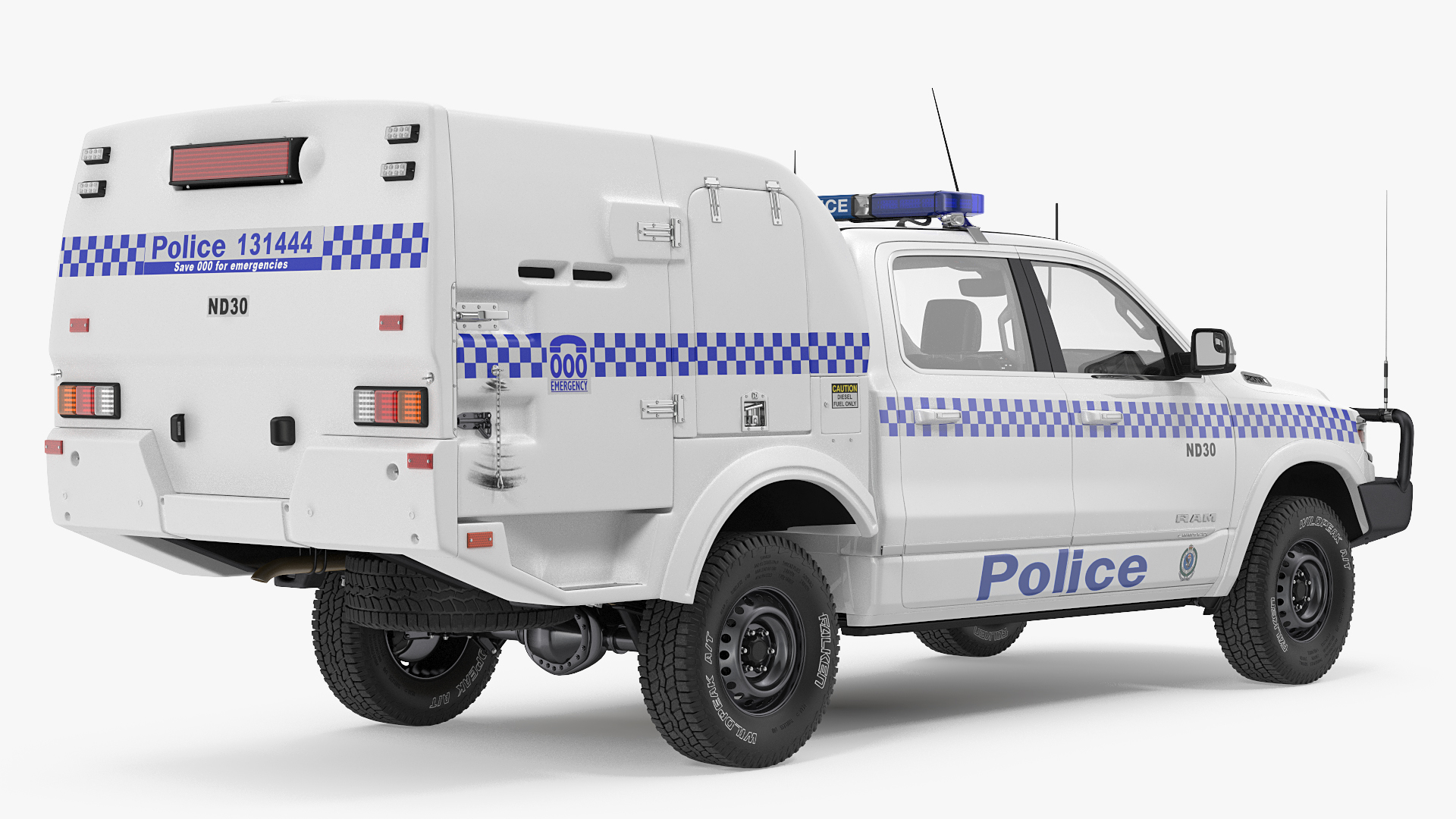 3D model Police Paddy Wagon Dodge RAM 1500 Rigged