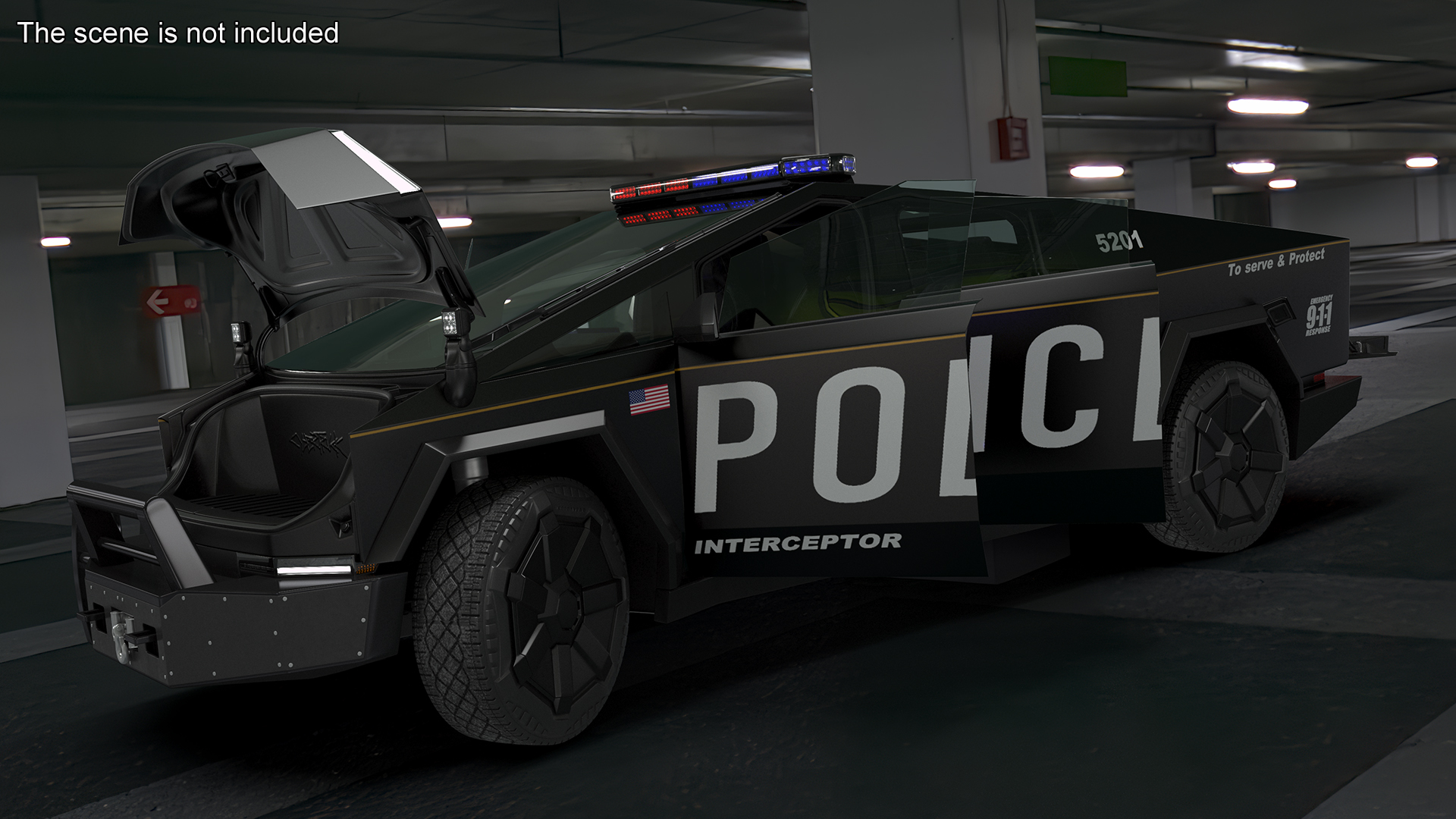 Tesla Cybertruck Police Car 3D