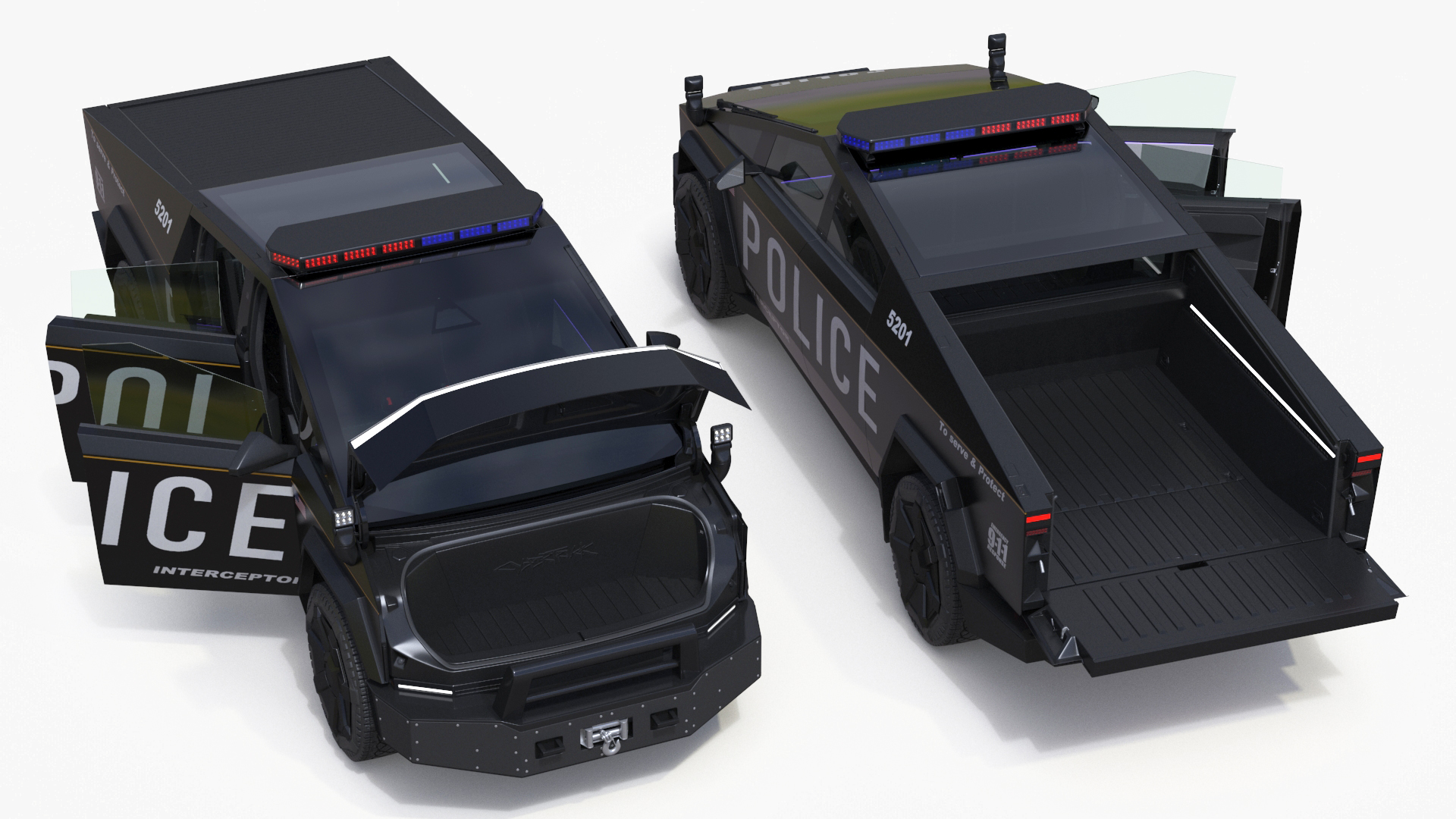 Tesla Cybertruck Police Car 3D