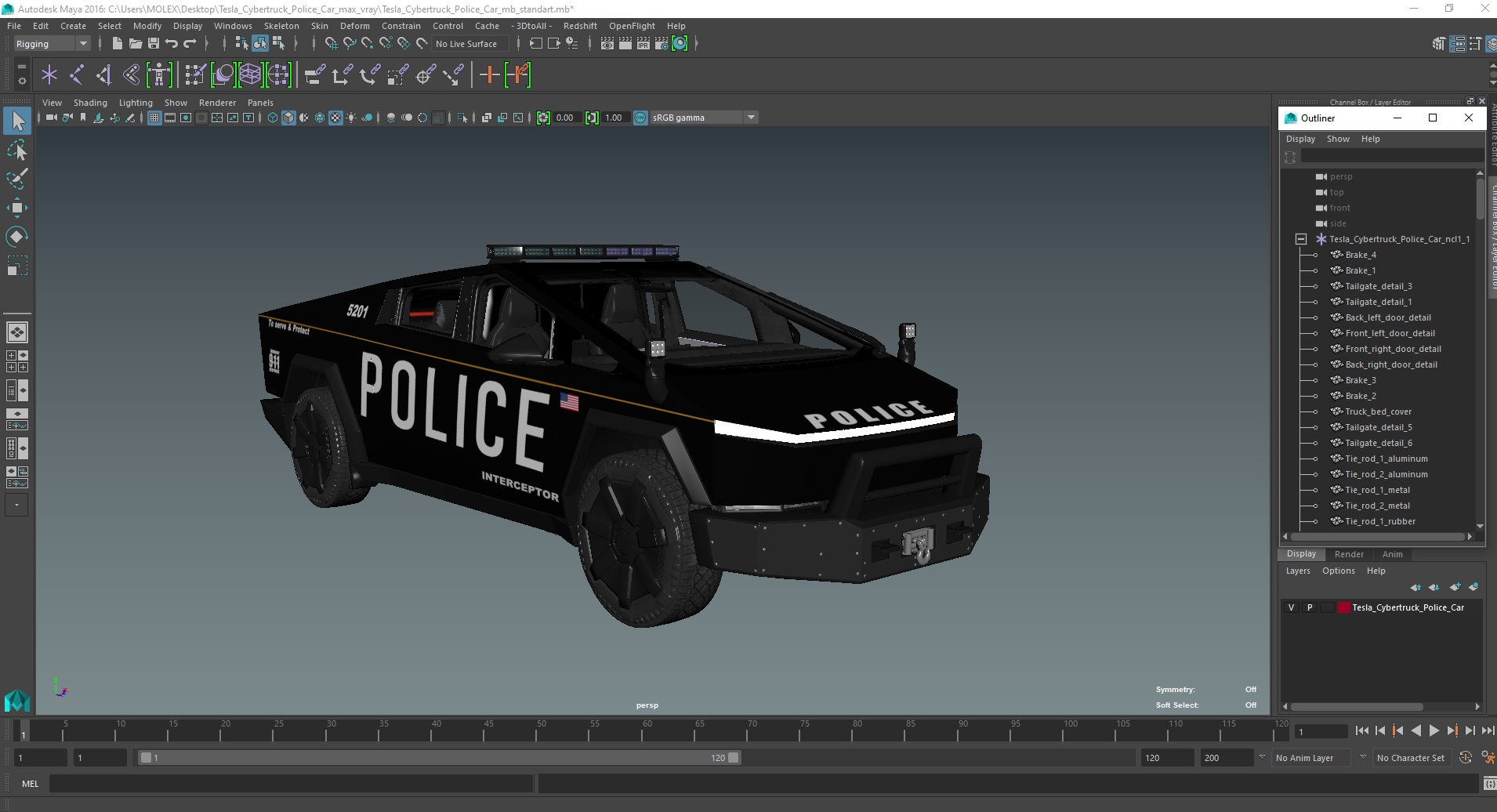 Tesla Cybertruck Police Car 3D