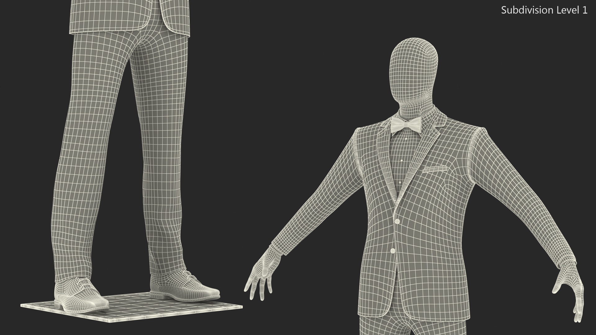 3D Grey Patterned Tuxedo Suit