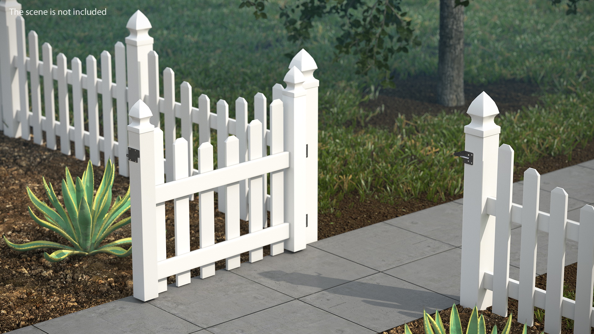 White Scalloped Fence Section 3D model