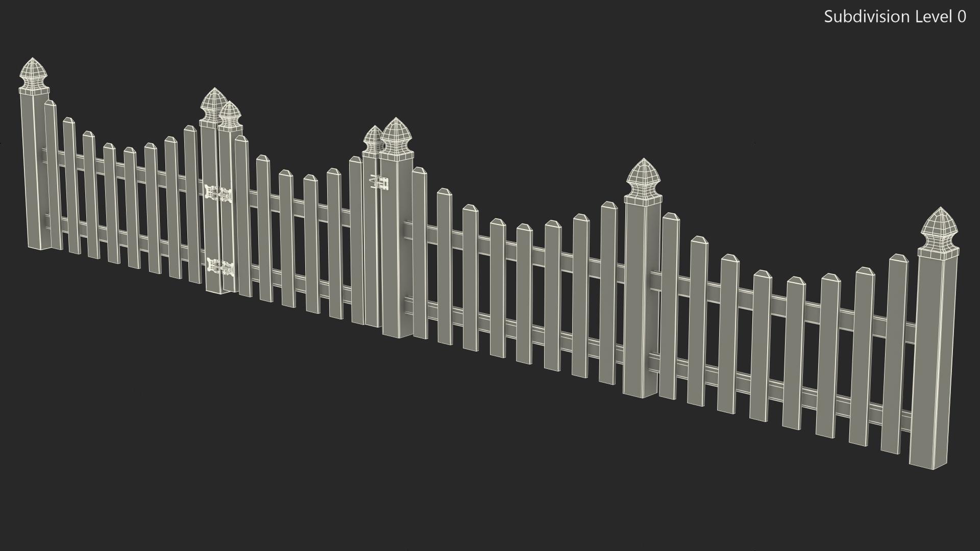 White Scalloped Fence Section 3D model