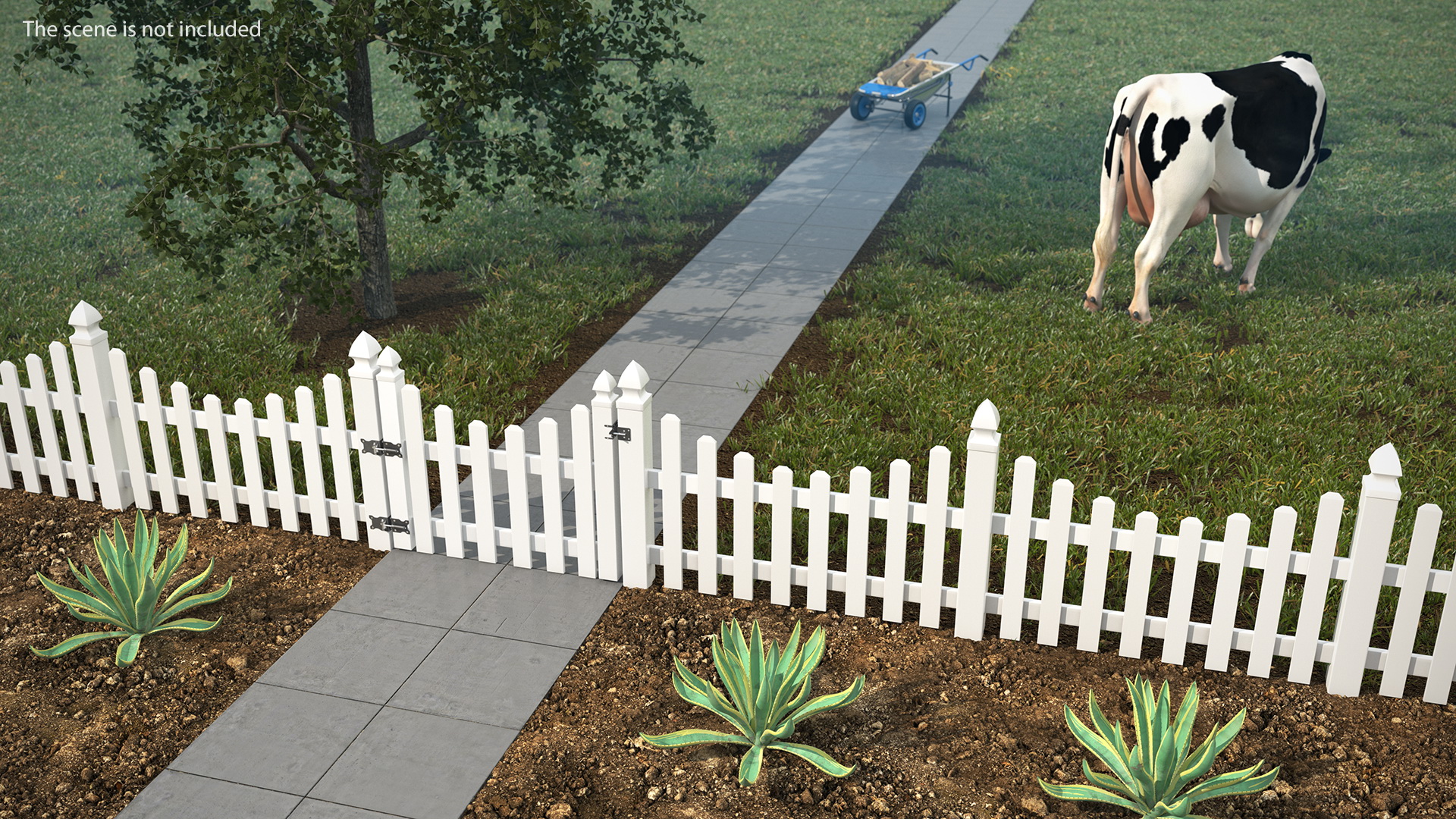 White Scalloped Fence Section 3D model