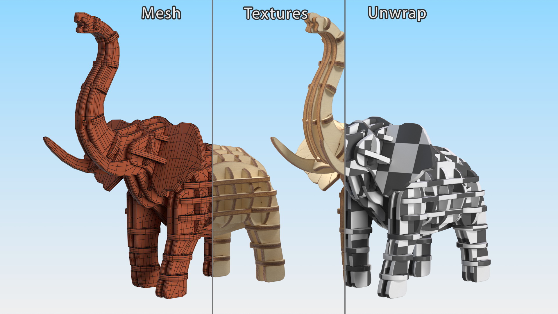 3D model Elephant Wooden 3D Puzzle