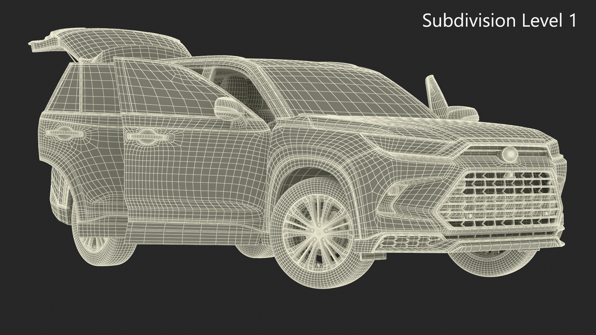 Toyota Grand Highlander 2024 Rigged for Cinema 4D 3D model