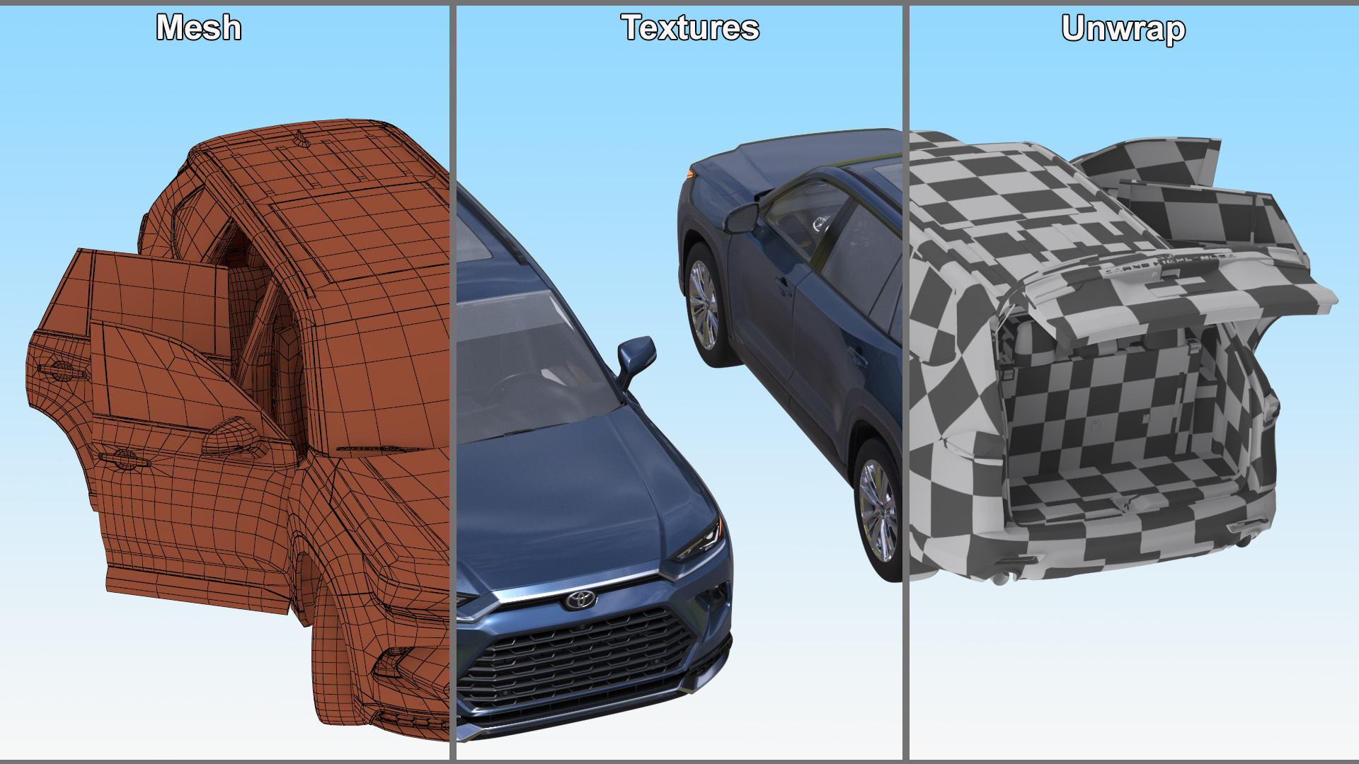 Toyota Grand Highlander 2024 Rigged for Cinema 4D 3D model