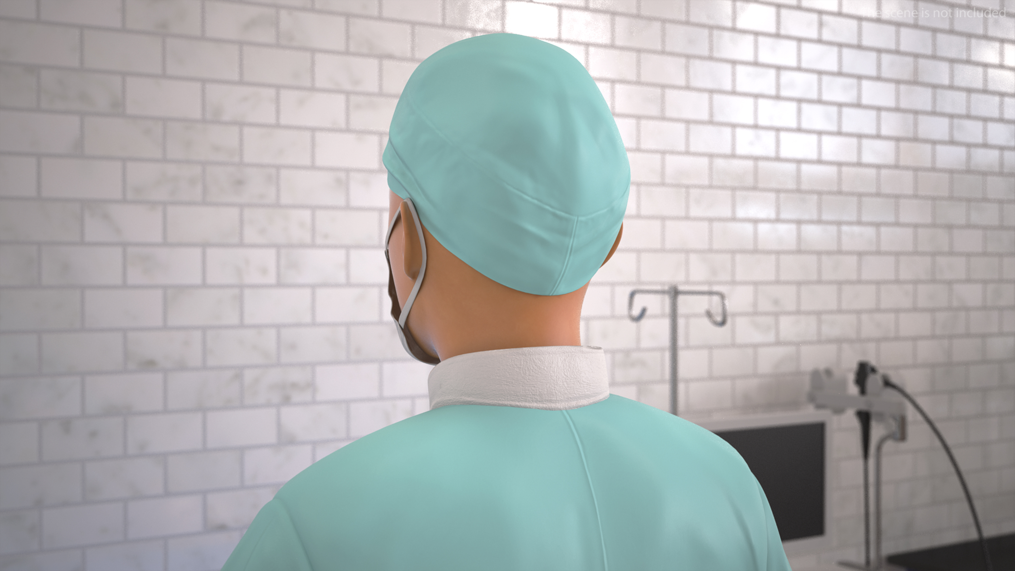 3D model Female Surgeon In Surgical Wear Fur