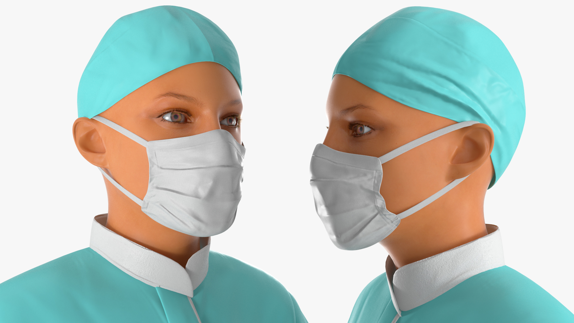 3D model Female Surgeon In Surgical Wear Fur