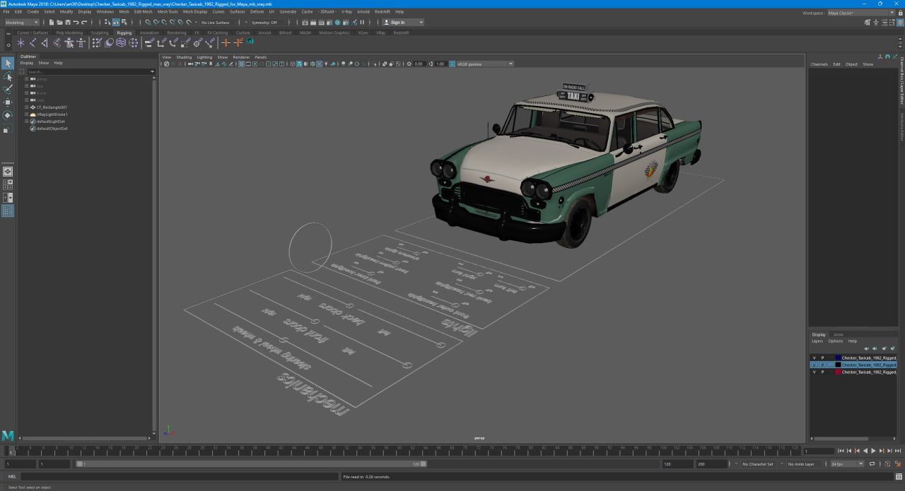 3D Checker Taxicab 1982 Rigged for Maya