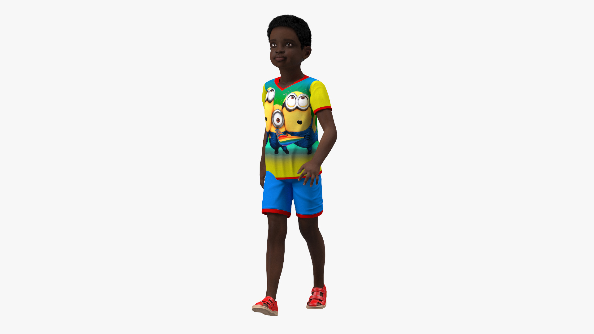 3D Black Child Boy Rigged for Cinema 4D