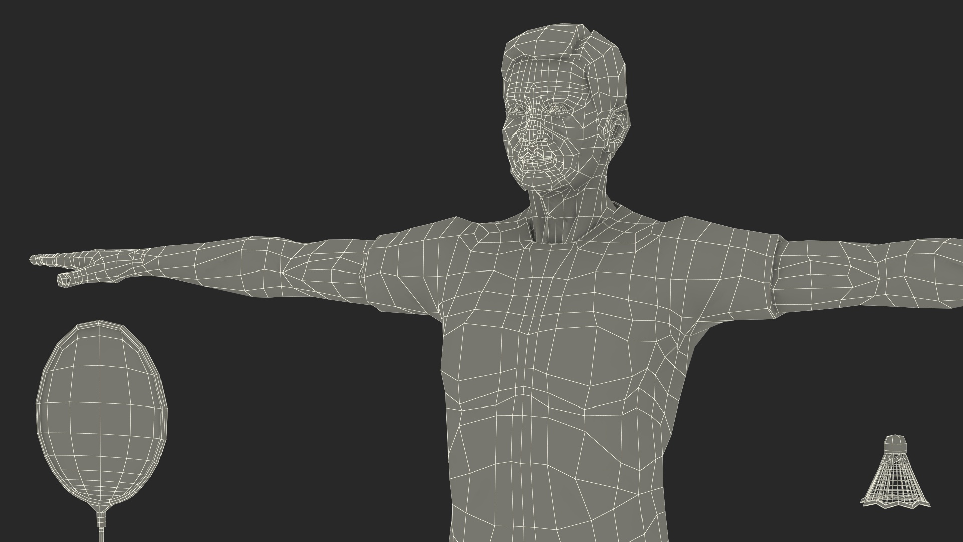 3D model Asian Elderly Man Badminton Style T-pose