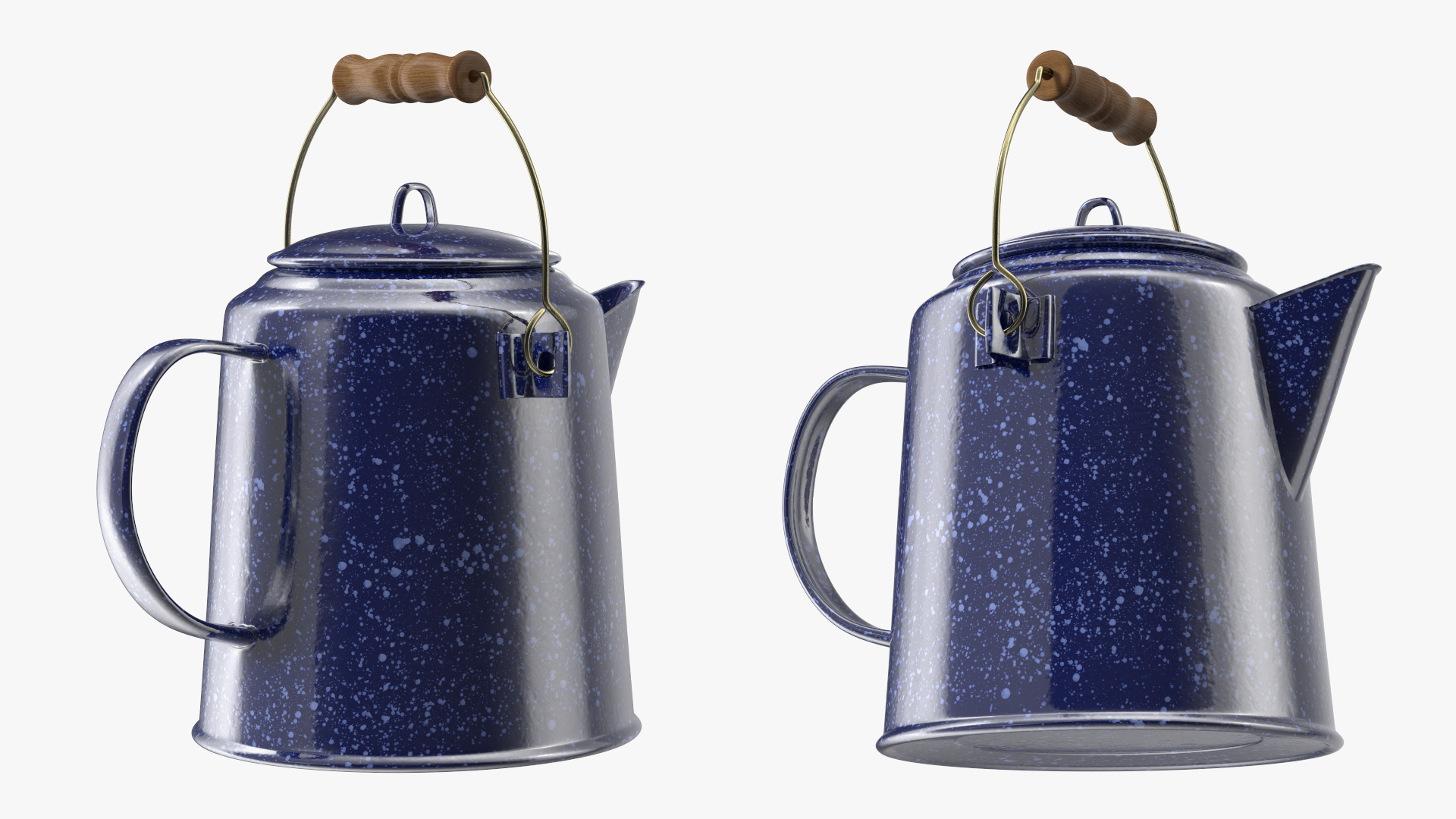 3D model Enamel Camping Kettle with Wooden Handle