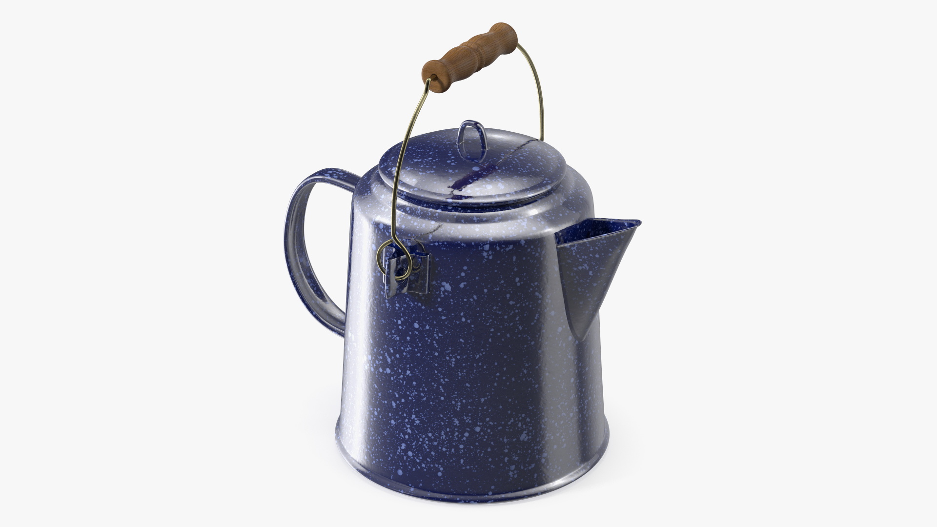 3D model Enamel Camping Kettle with Wooden Handle