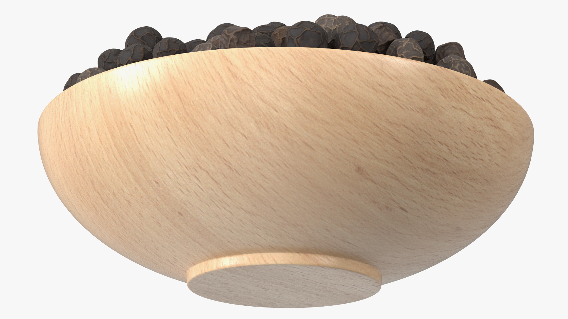 Dried Black Peppercorn in Wooden Bowl 3D