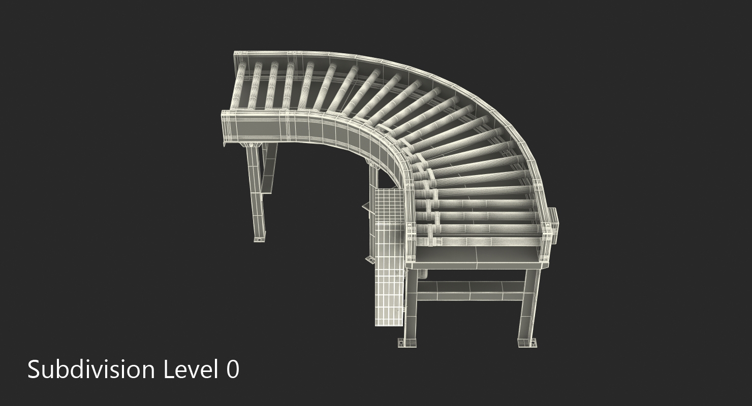 3D Curved Belt Drive Roller Conveyor model