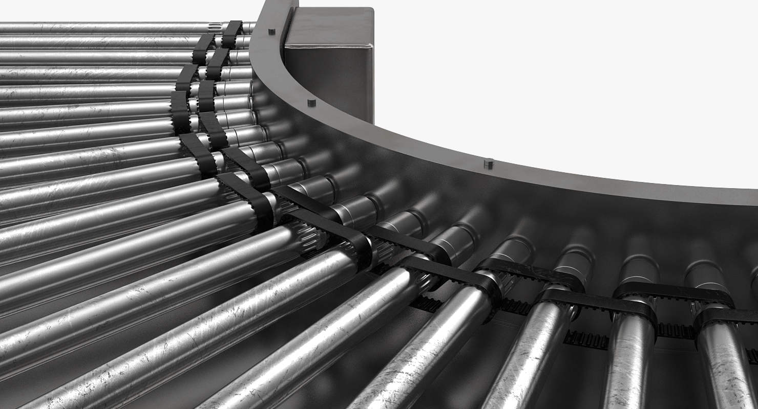 3D Curved Belt Drive Roller Conveyor model