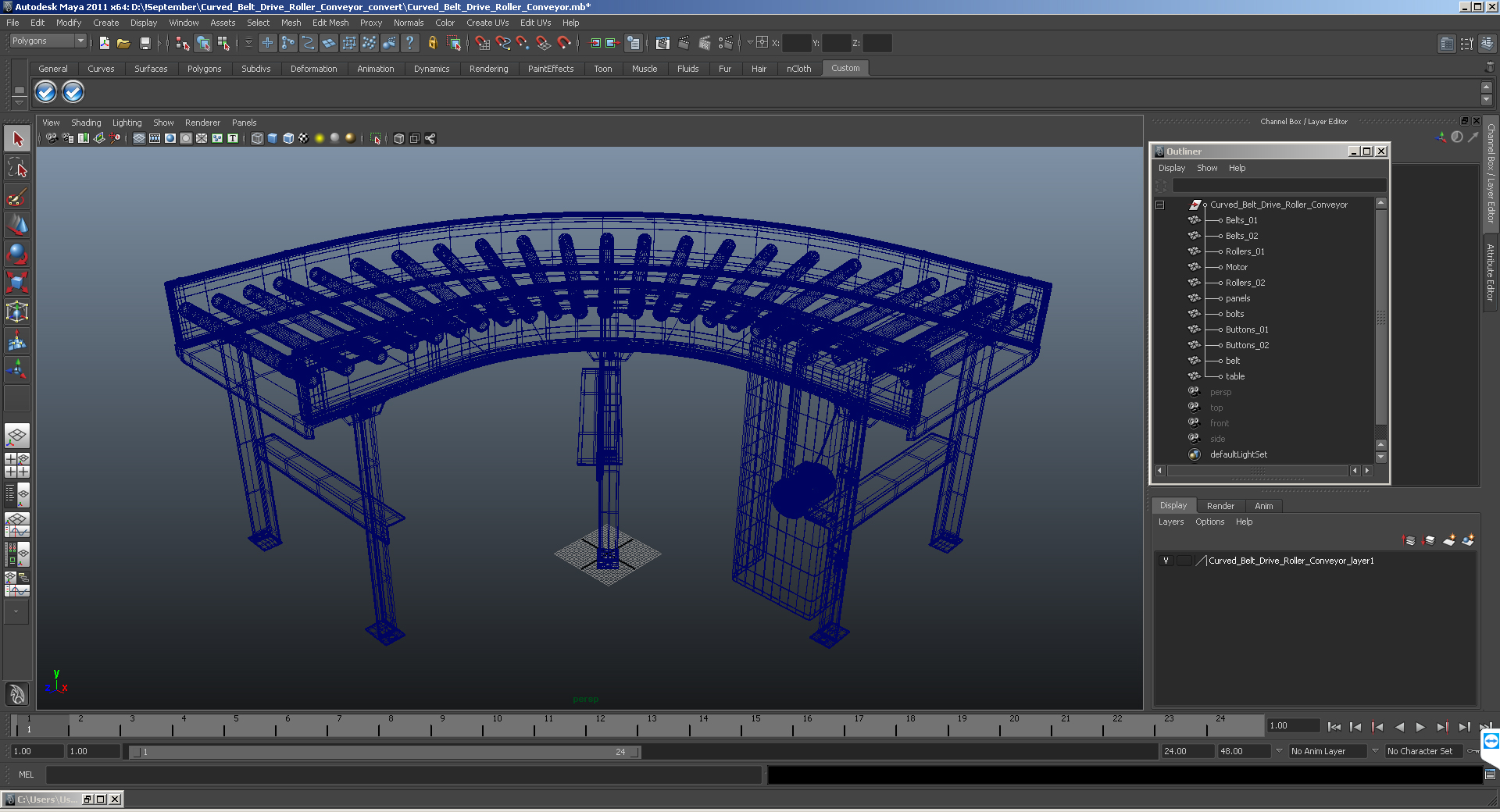 3D Curved Belt Drive Roller Conveyor model