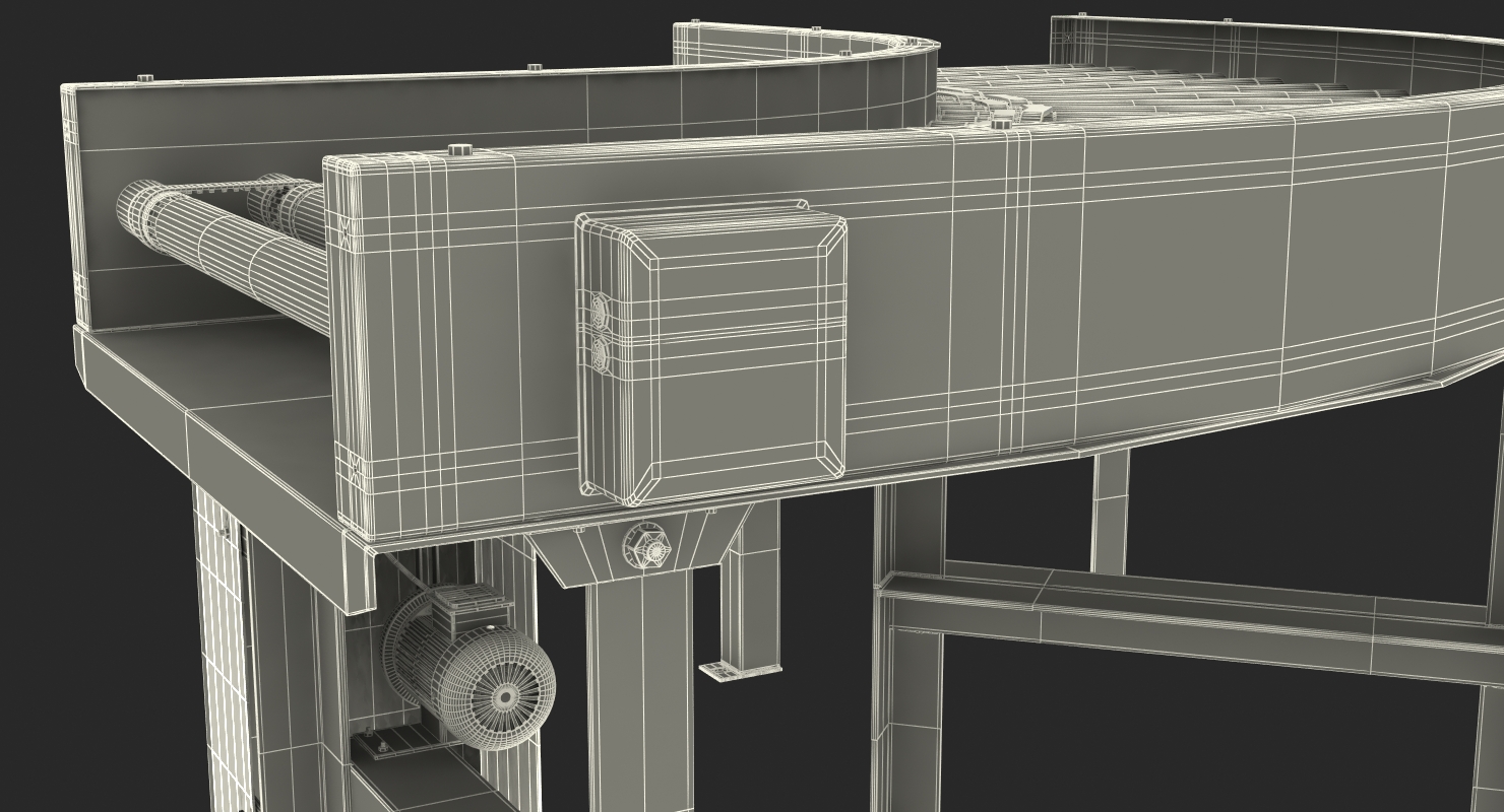 3D Curved Belt Drive Roller Conveyor model