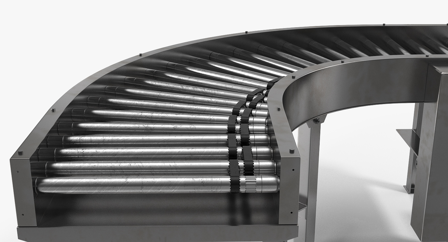 3D Curved Belt Drive Roller Conveyor model