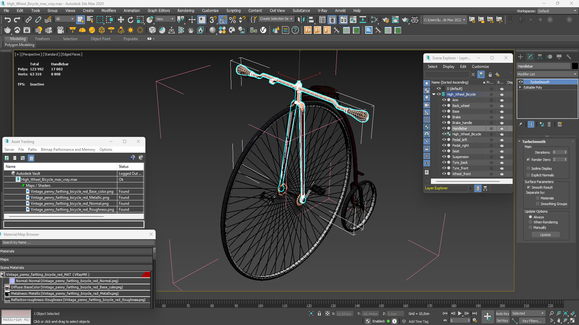 3D High Wheel Bicycle model