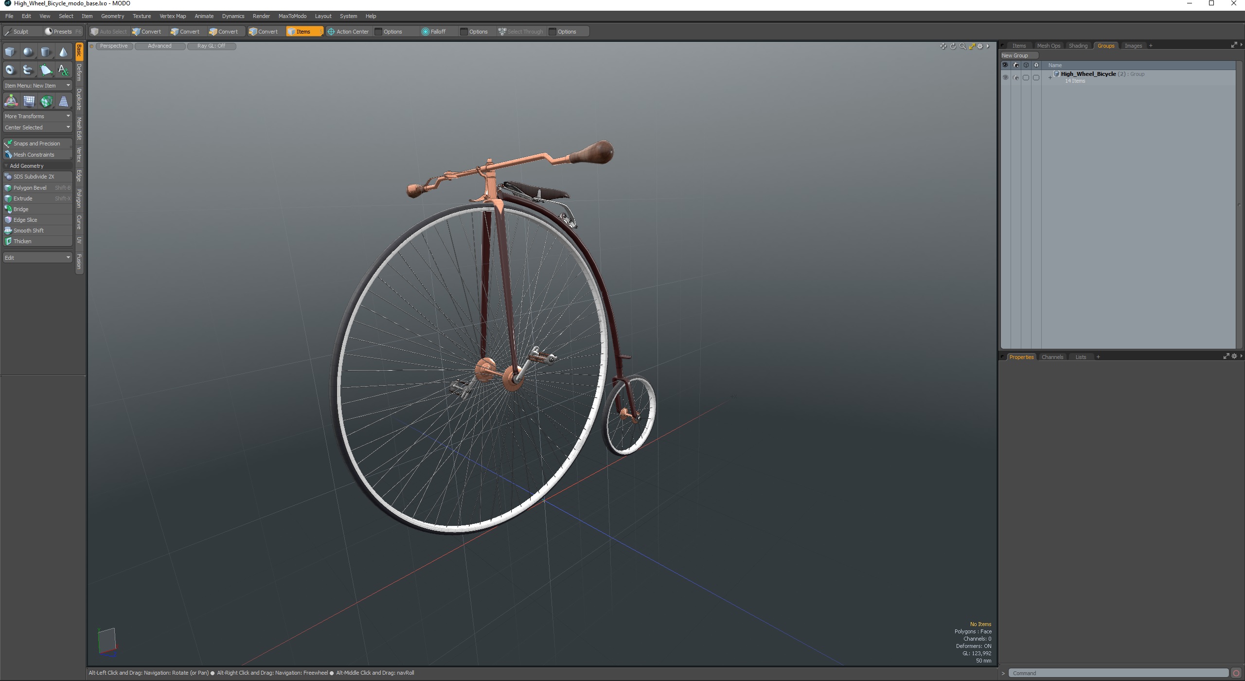 3D High Wheel Bicycle model