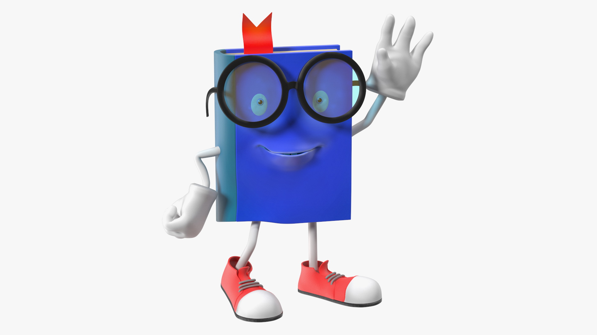 3D model Blue Textbook Character Waving Pose