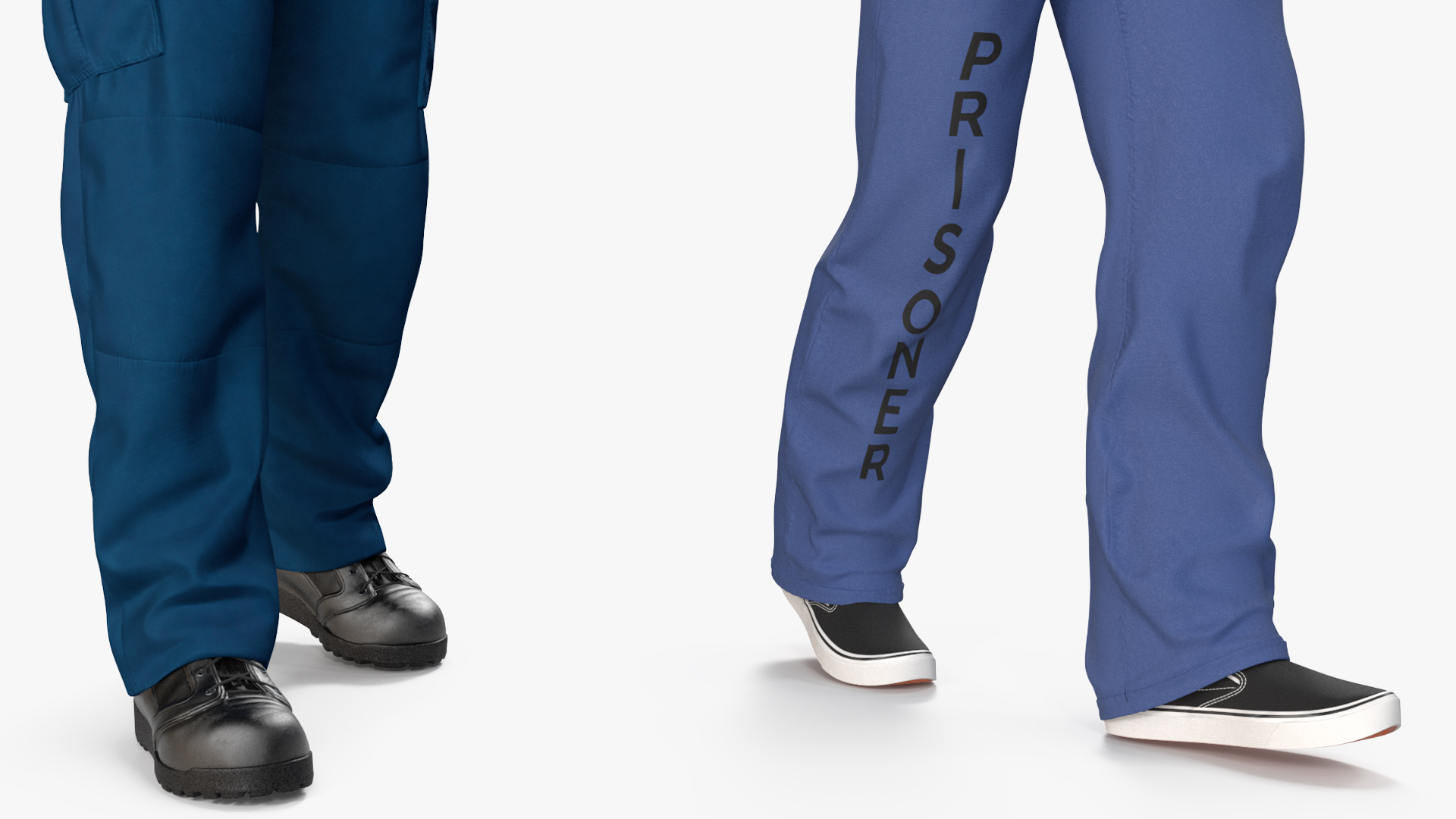 Policeman Escorting Asian Prisoner 3D model