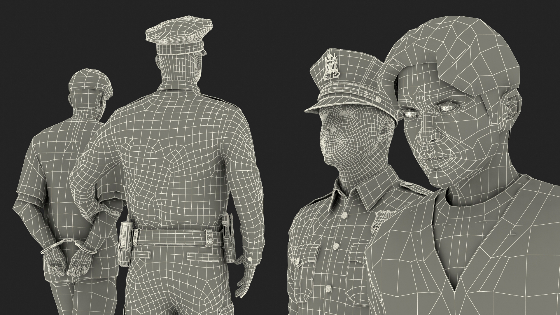 Policeman Escorting Asian Prisoner 3D model