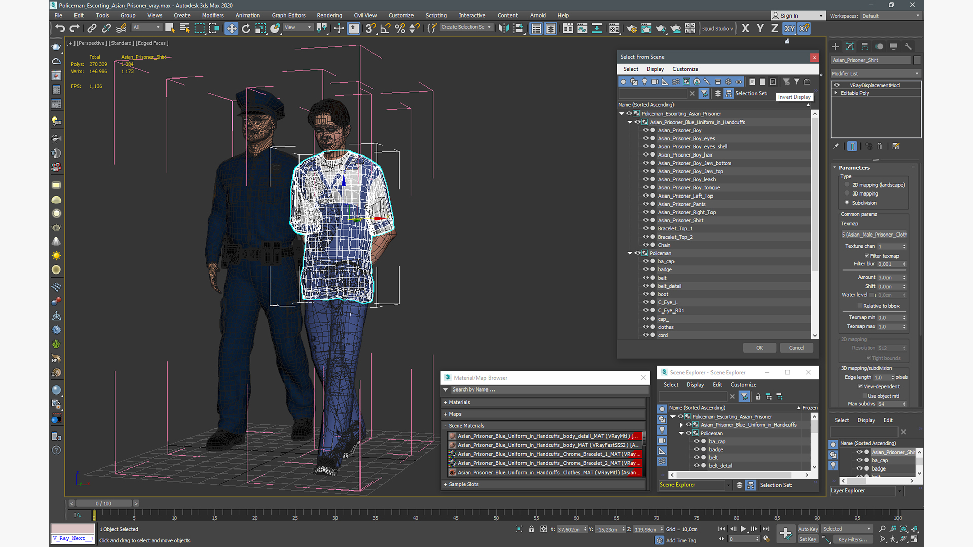 Policeman Escorting Asian Prisoner 3D model