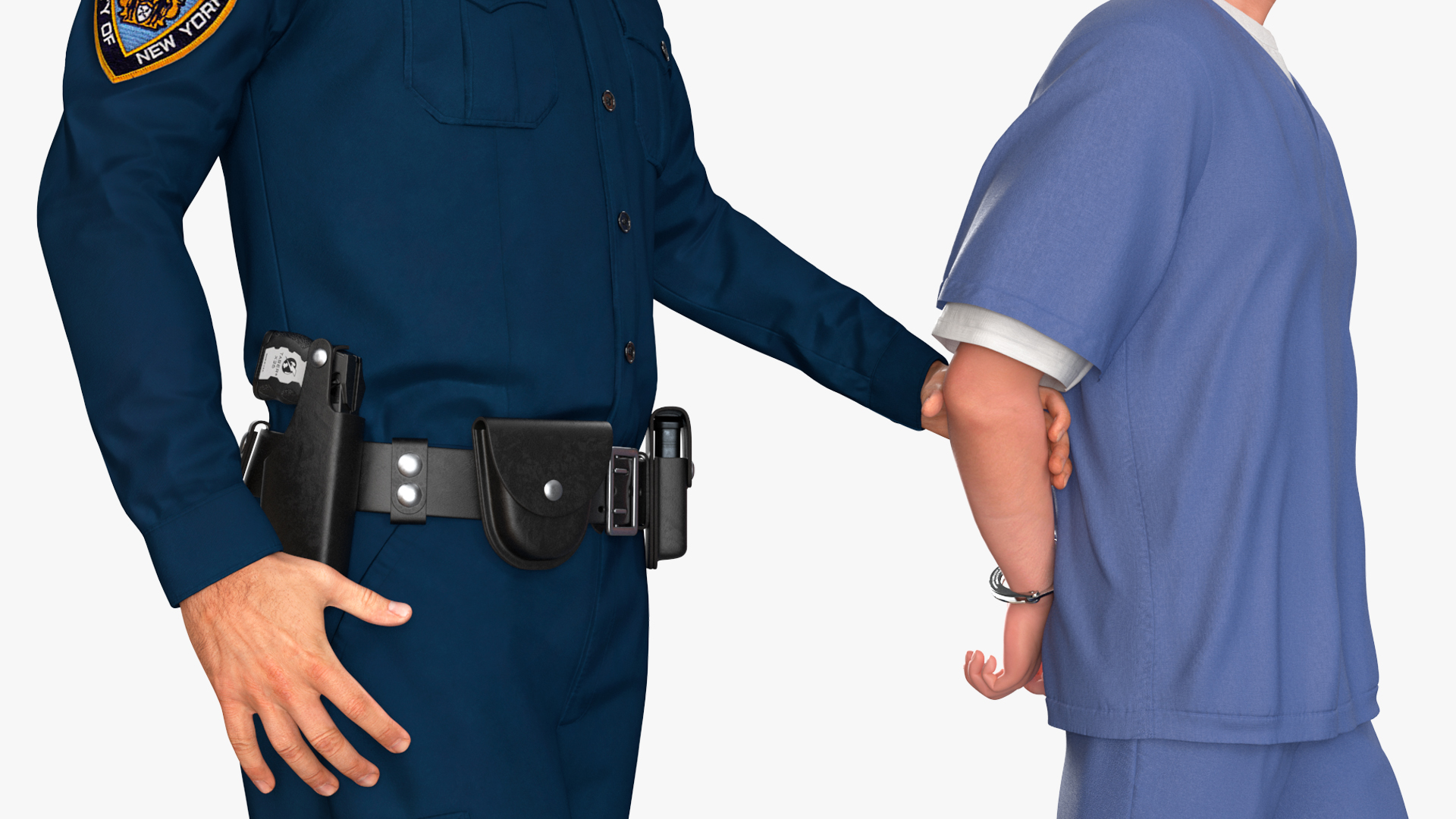 Policeman Escorting Asian Prisoner 3D model