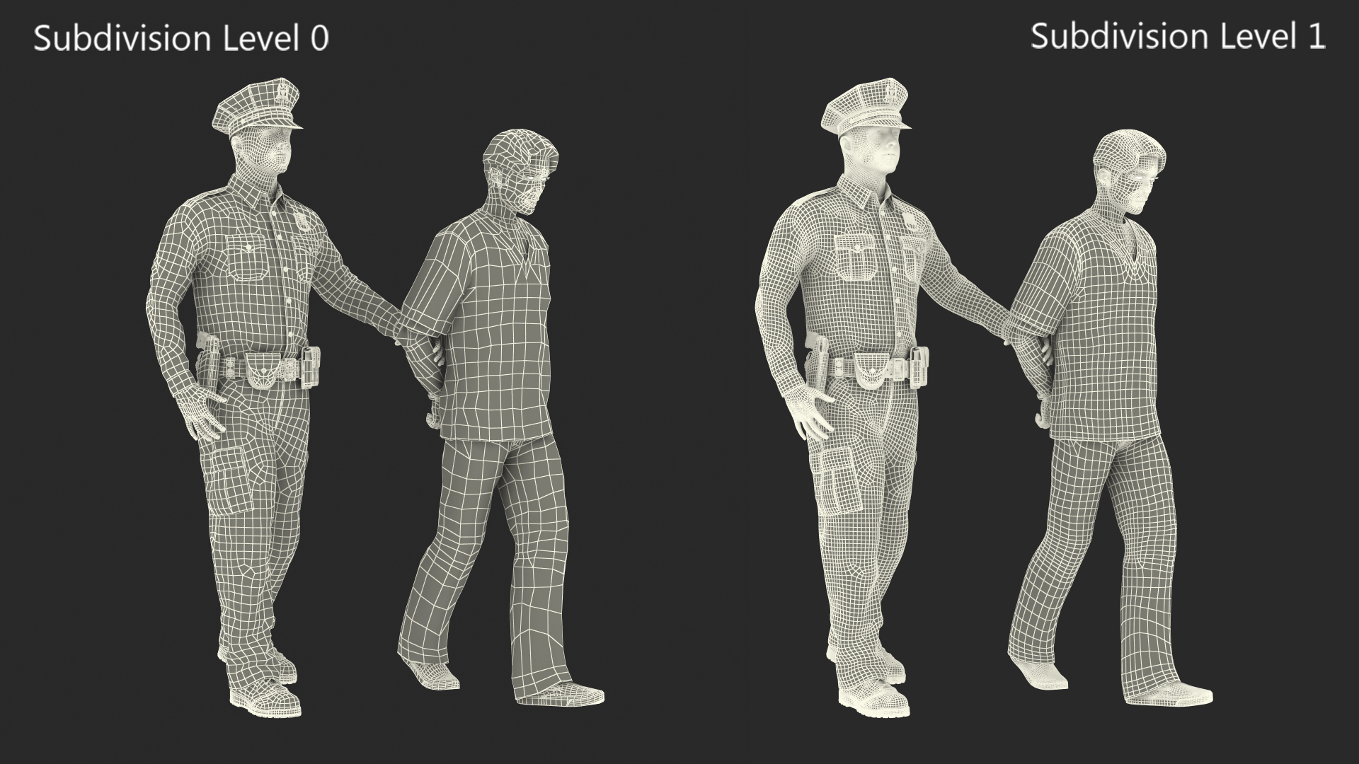 Policeman Escorting Asian Prisoner 3D model