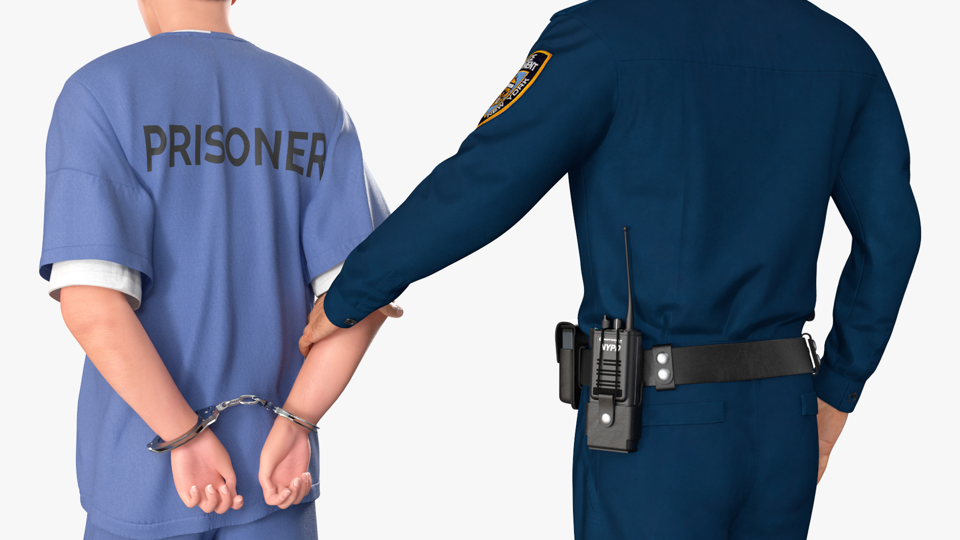 Policeman Escorting Asian Prisoner 3D model