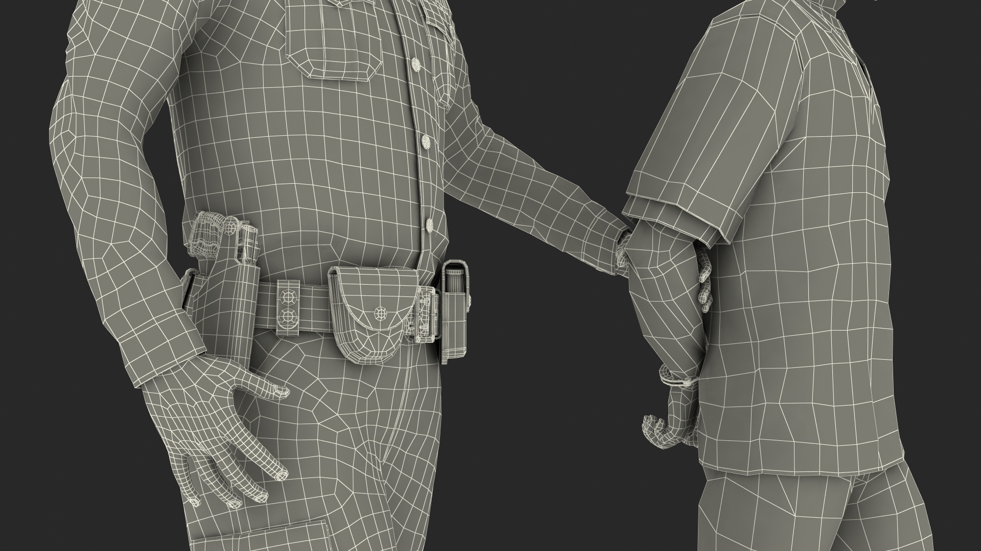 Policeman Escorting Asian Prisoner 3D model