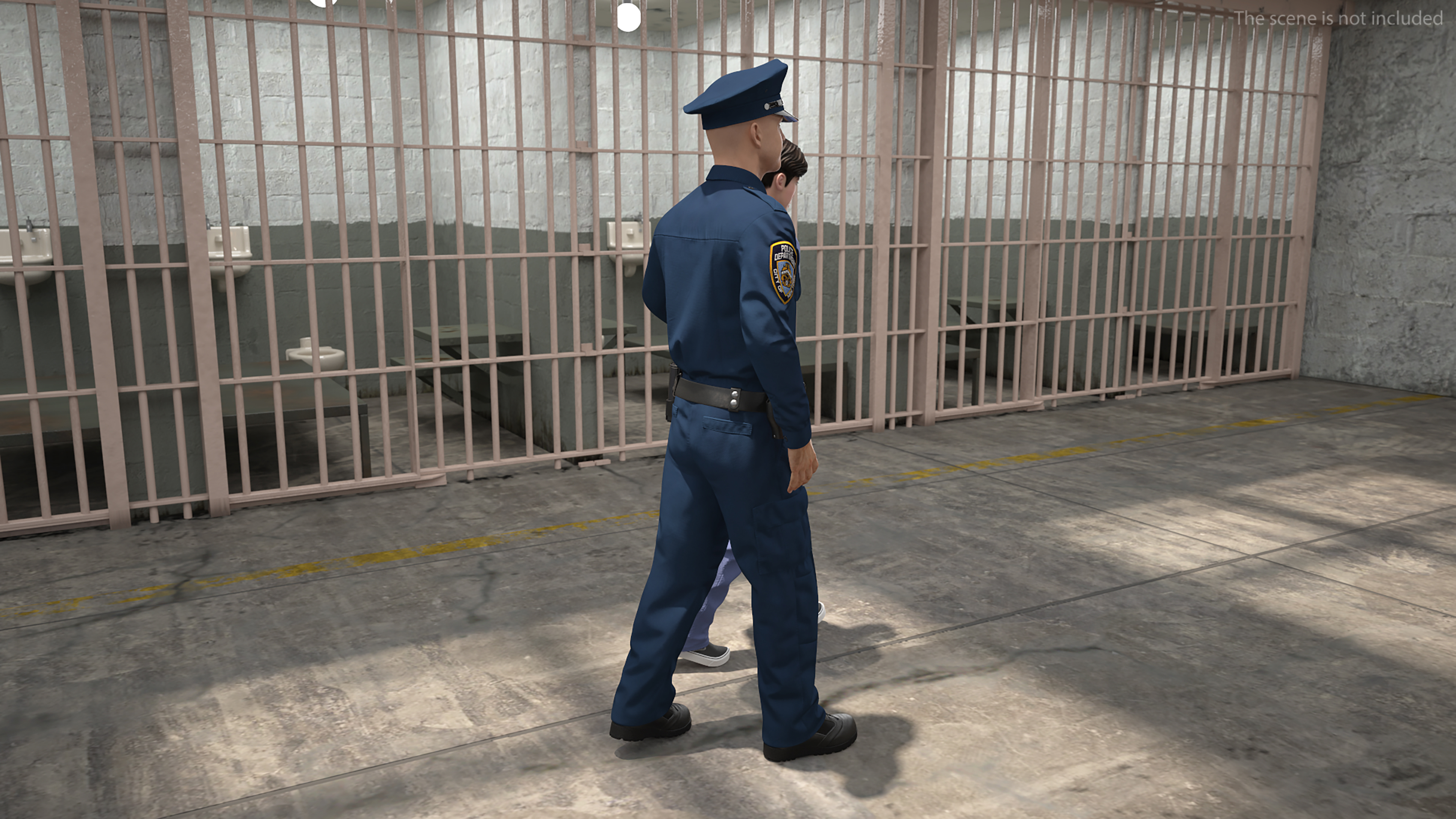 Policeman Escorting Asian Prisoner 3D model