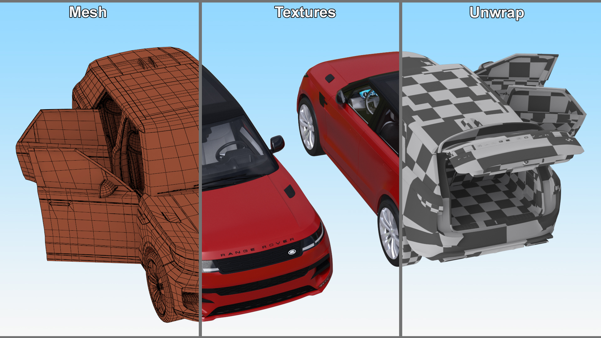 3D Range Rover Sport 2023 Red Rigged model