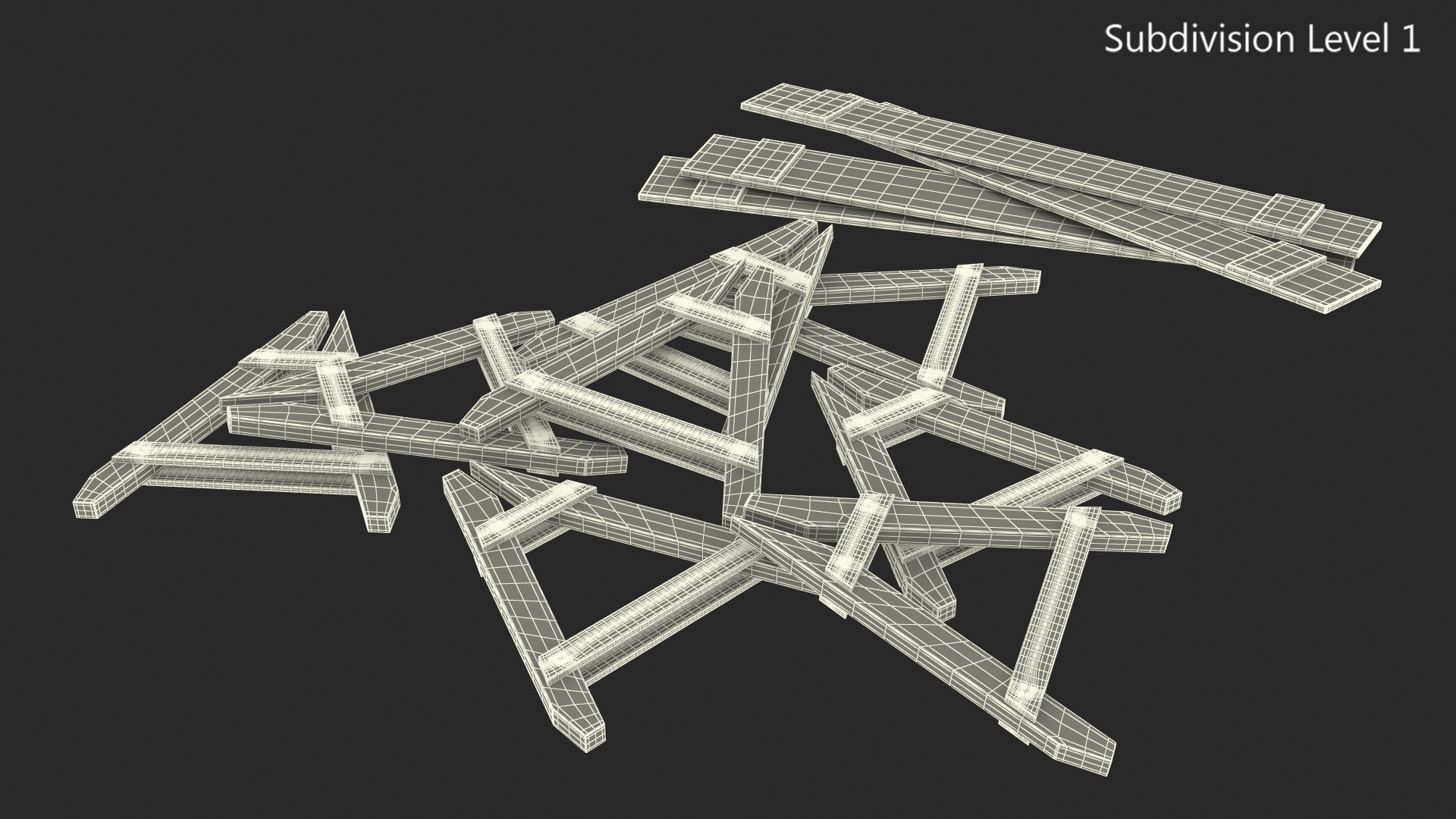 Police Wooden Traffic Barricade Disassembled 3D model