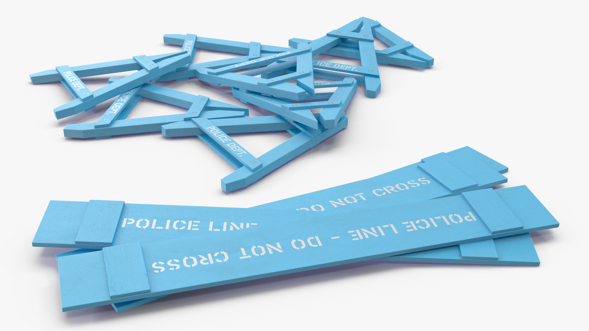 Police Wooden Traffic Barricade Disassembled 3D model