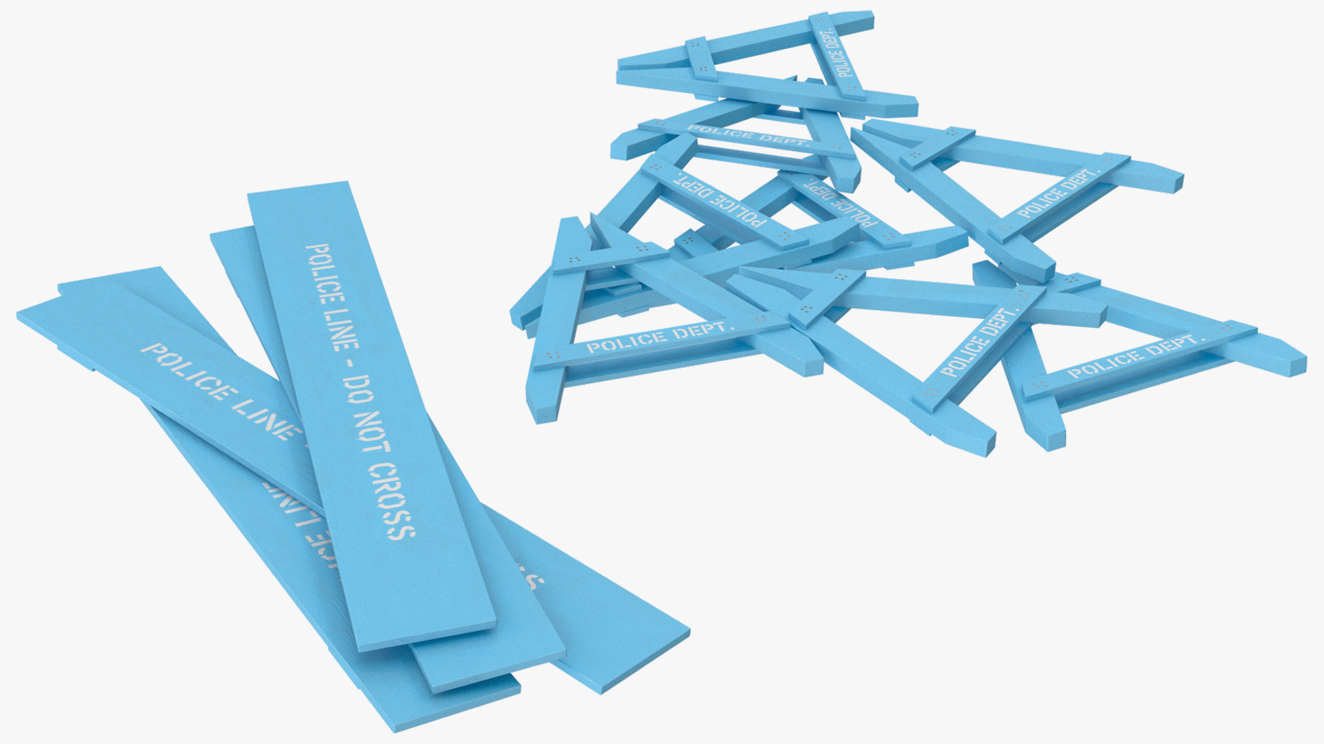 Police Wooden Traffic Barricade Disassembled 3D model