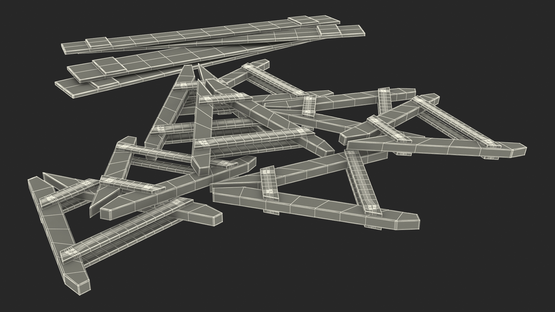 Police Wooden Traffic Barricade Disassembled 3D model