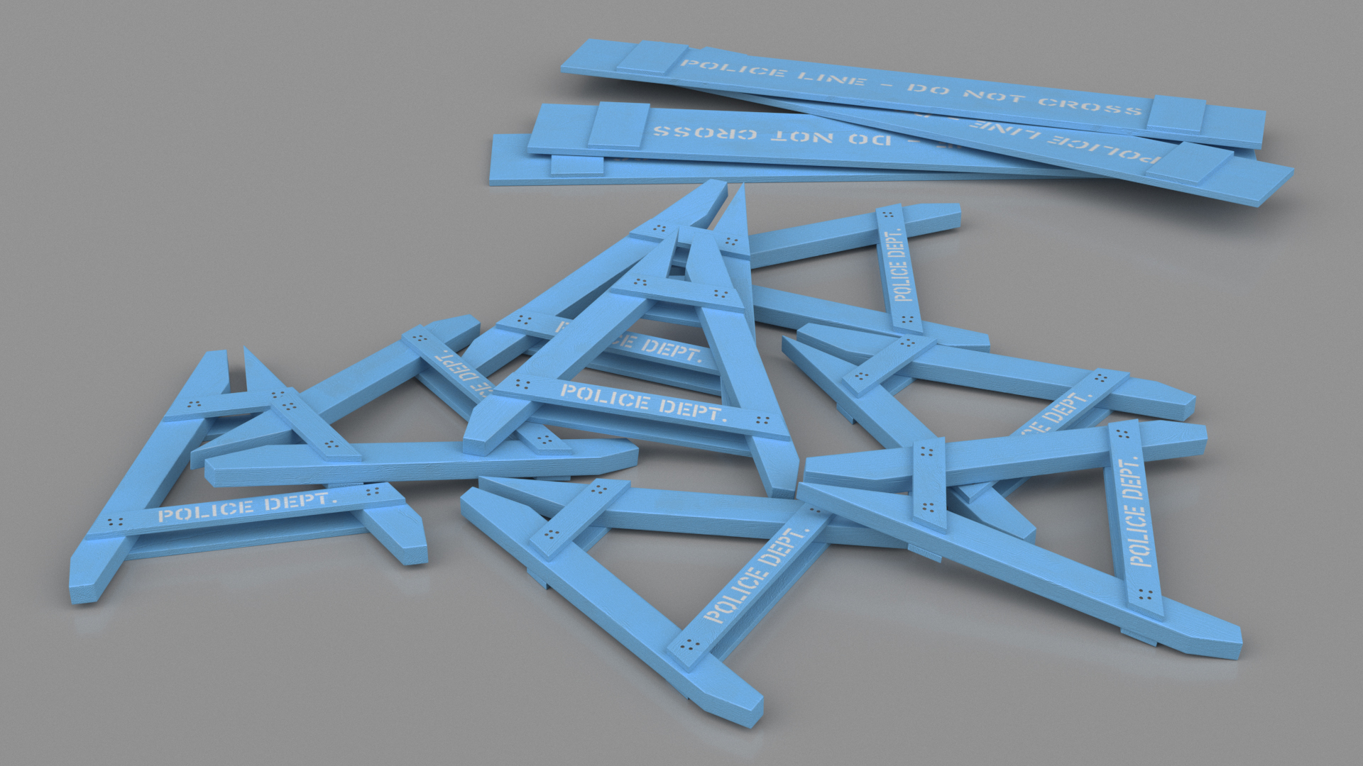 Police Wooden Traffic Barricade Disassembled 3D model