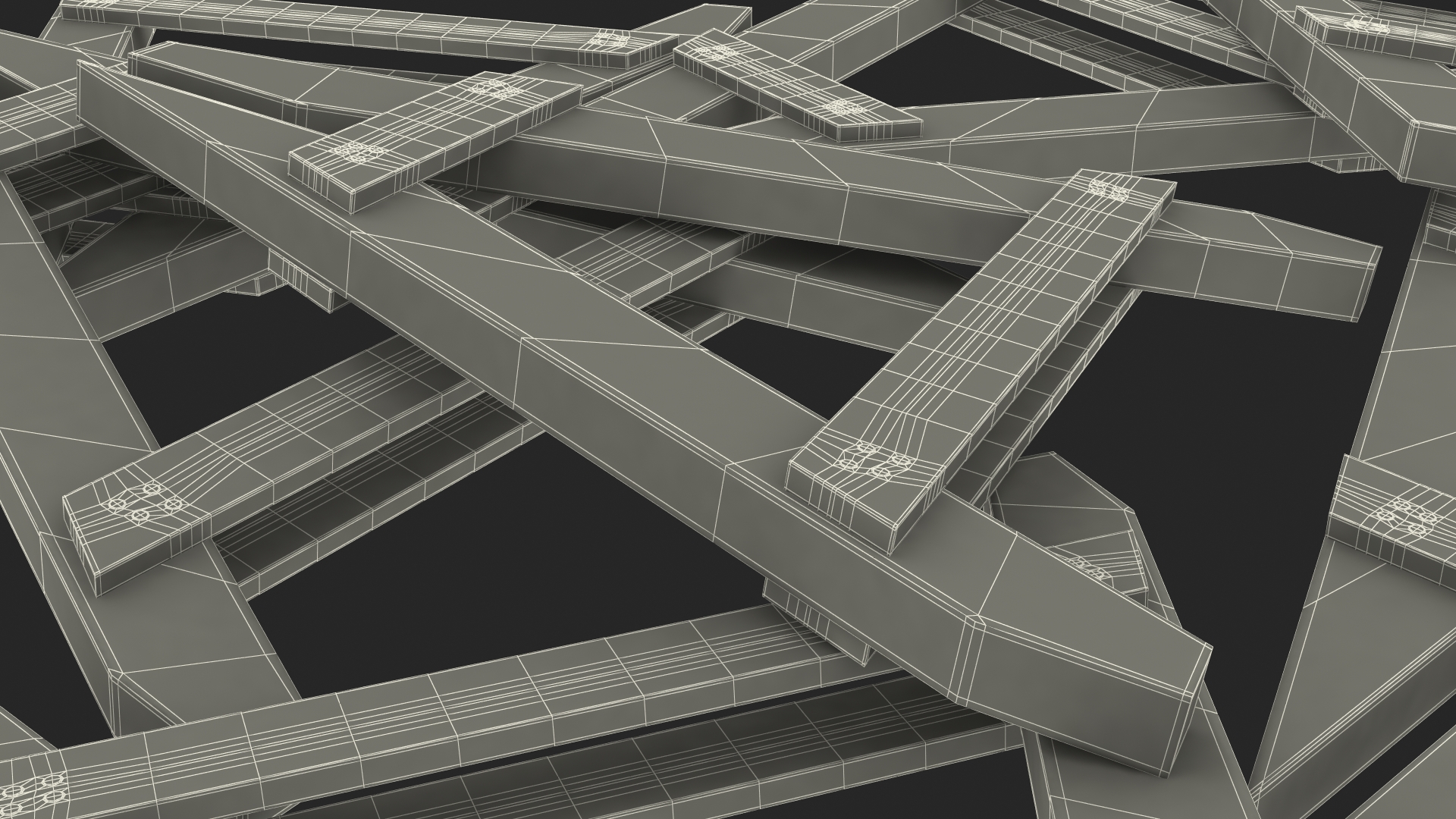 Police Wooden Traffic Barricade Disassembled 3D model