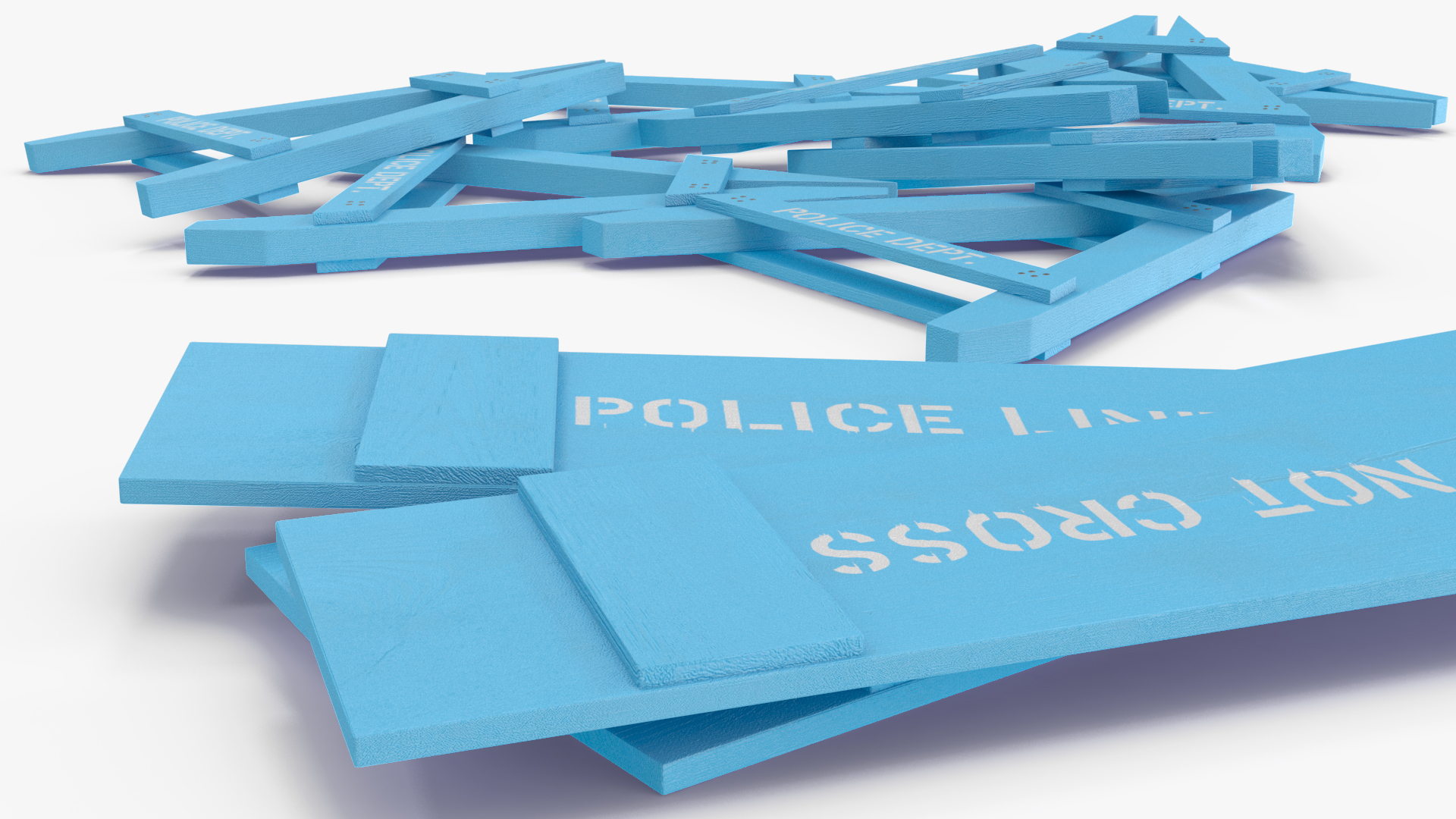 Police Wooden Traffic Barricade Disassembled 3D model