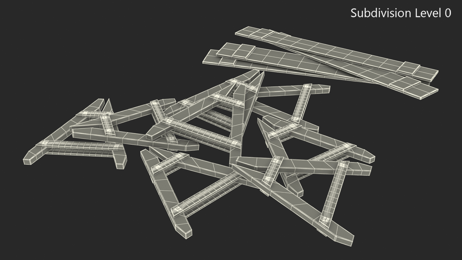 Police Wooden Traffic Barricade Disassembled 3D model