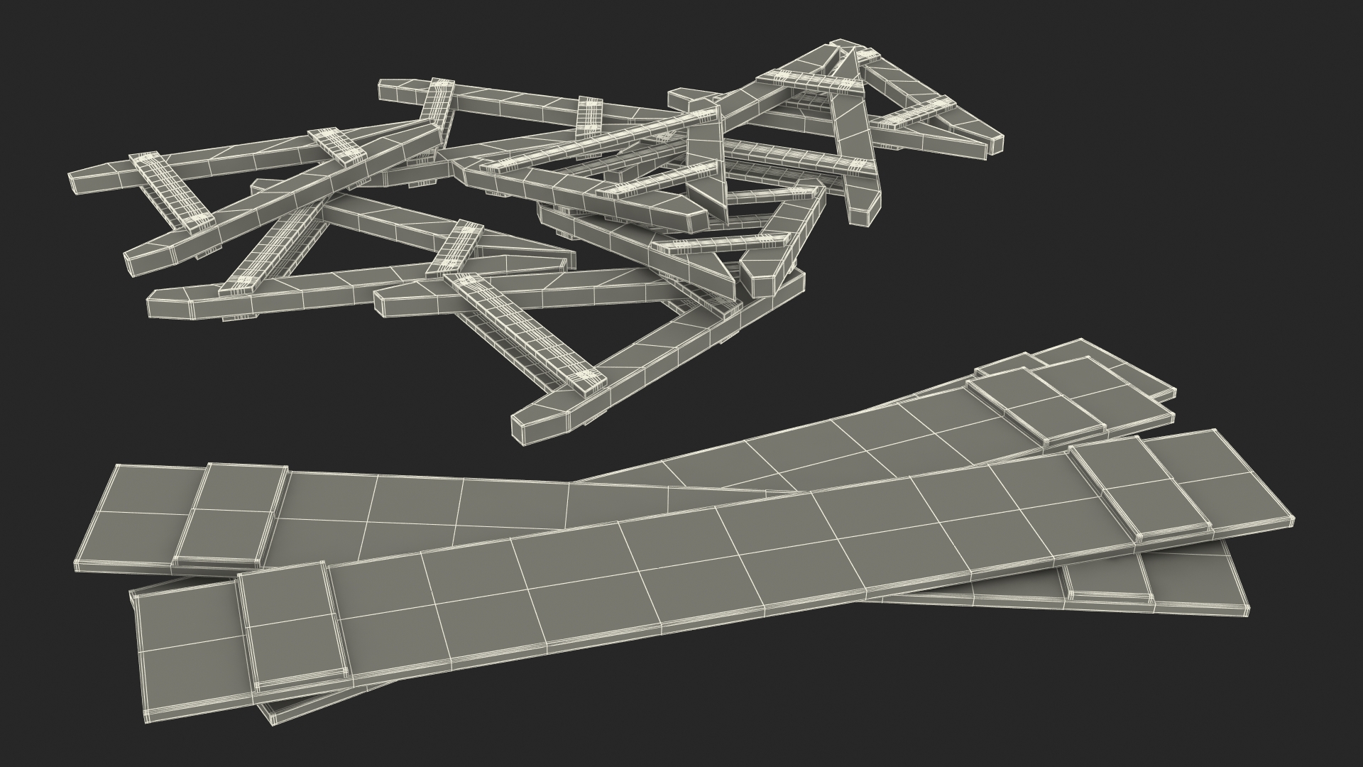 Police Wooden Traffic Barricade Disassembled 3D model