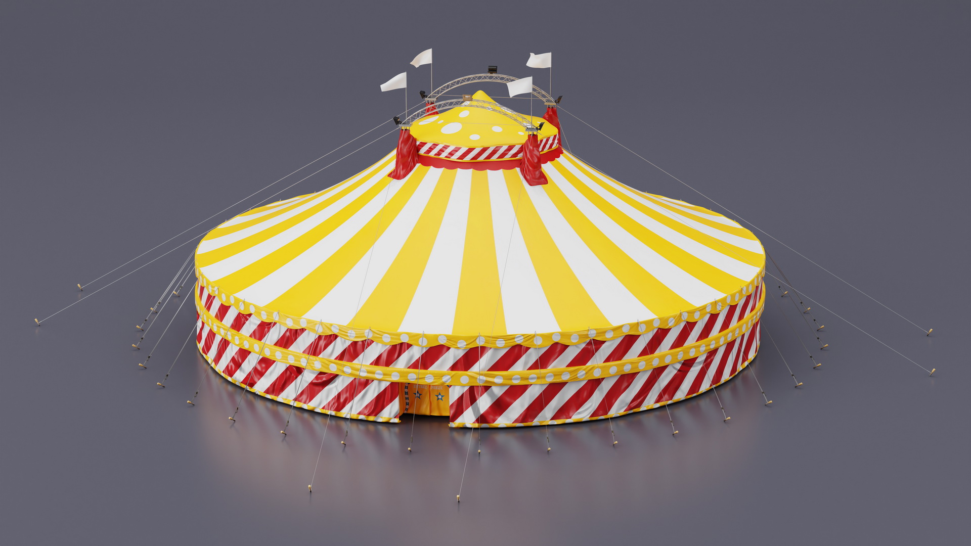 3D model Classic Circus Tent with Flags