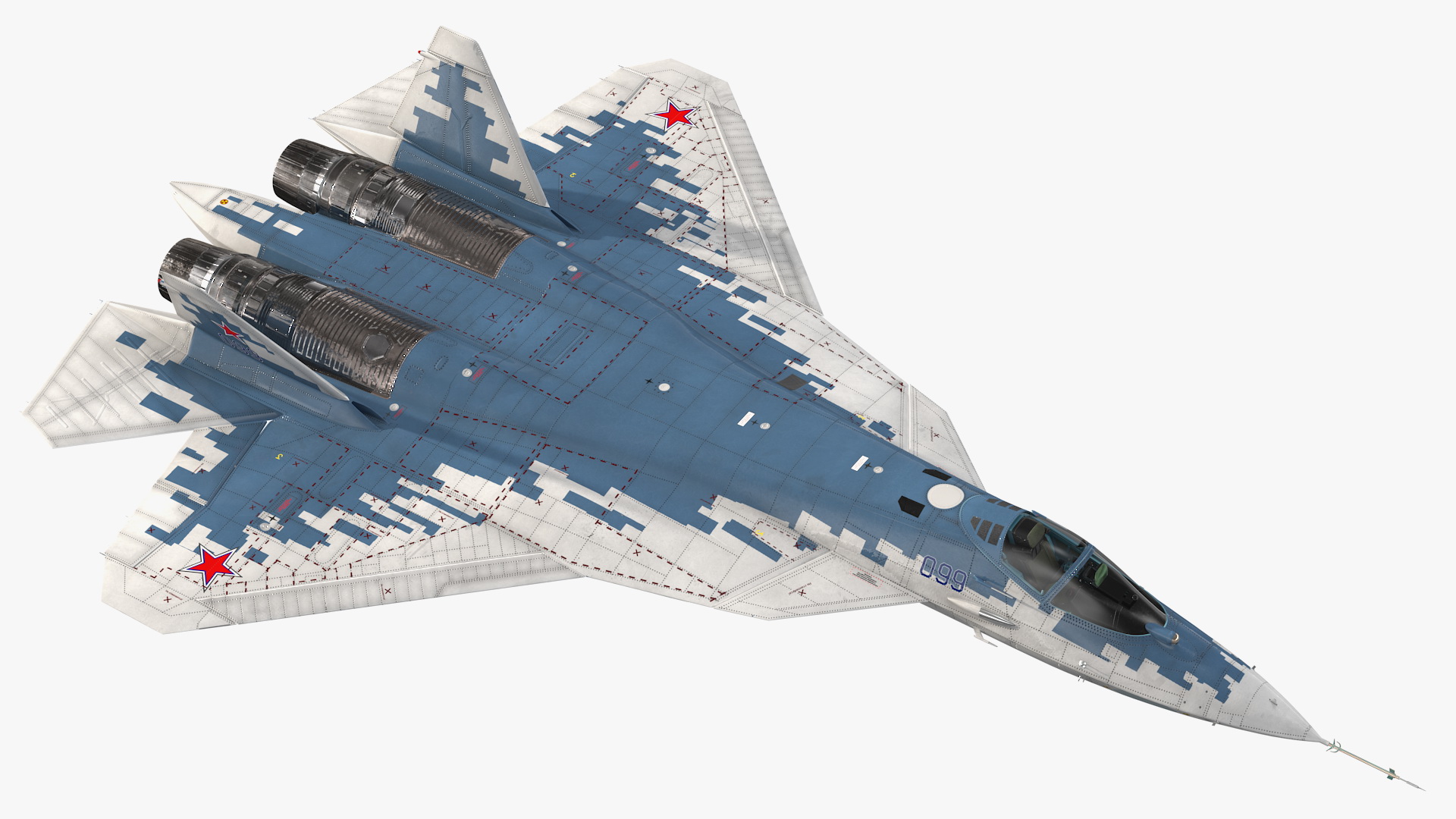 Sukhoi SU 57 Camo Flight 3D model