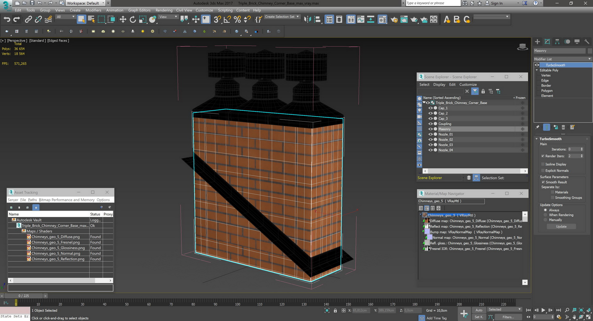 Triple Brick Chimney Corner Base 3D